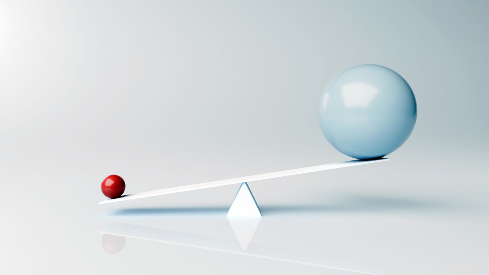 Small red ball tipping a seesaw against a larger blue ball, symbolizing quality trade-offs versus speed